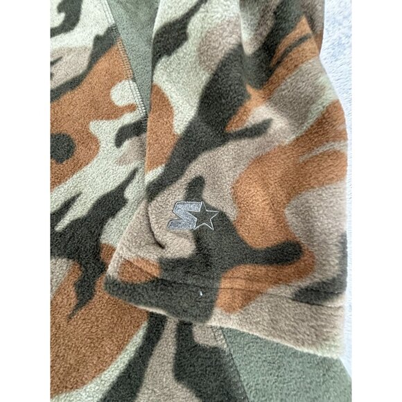 Starter Camo Fleece 1/4 zip Pullover Mens Large Chest Pocket Sweater Winter - Picture 4 of 7
